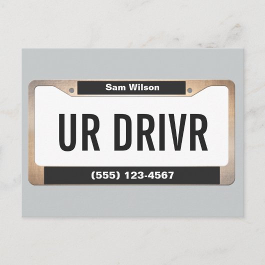 Carte Postale Plaque de service de taxi (Devant)