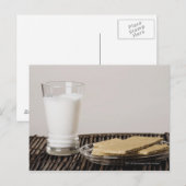 Carte Postale Plaque de snacks avec un verre de lait (Devant / Derrière)