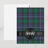 Carte Postale Plaque de tartan bleu et vert (Devant / Derrière)