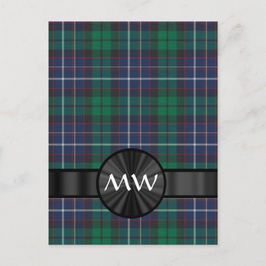 Carte Postale Plaque de tartan bleu et vert (Devant)