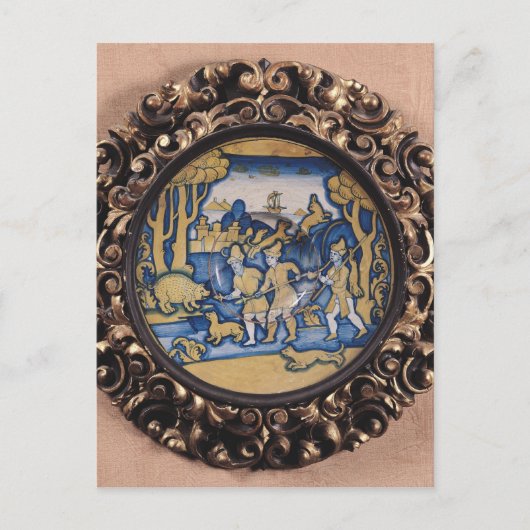 Carte Postale Plaque décorée avec scène de chasse (Devant)