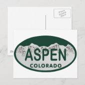 Carte Postale Plaque d'immatriculation Aspen Colorado (Devant / Derrière)