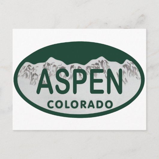 Carte Postale Plaque d'immatriculation Aspen Colorado (Devant)