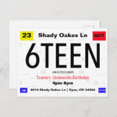 Carte Postale Plaque d'immatriculation pour 16e anniversaire (Devant / Derrière)