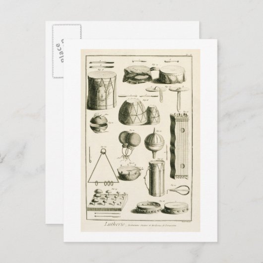 Carte Postale Plaque II : instrument de percussion ancien et mod (Devant / Derrière)