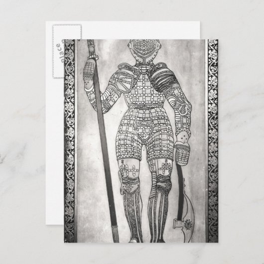 Carte Postale Plaque représentant l'armure de Jeanne d'Arc (Devant / Derrière)