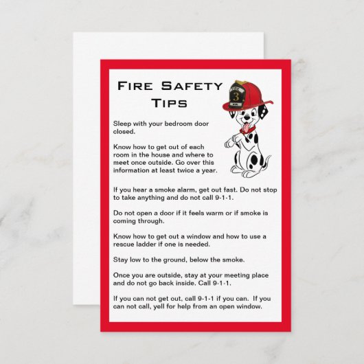 Carte postale plate avec des conseils de sécurité (Devant / Derrière)