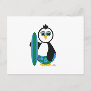 Carte Postale Plateau De Surf De Porte-Pingouin Avec Lunettes De