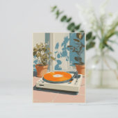 Carte Postale Platine Tourne-Disques Ensoleillée avec Vinyle Ora (Debout devant)