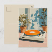 Carte Postale Platine Tourne-Disques Ensoleillée avec Vinyle Ora (Devant / Derrière)