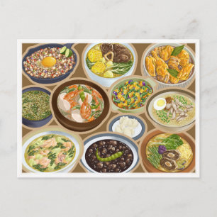 Carte Postale Plats philippins / Nourriture Pinoy Ulam