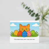 Carte Postale Playful Cartoon Cat Hiding Behind Easter Eggs (Debout devant)