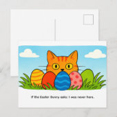 Carte Postale Playful Cartoon Cat Hiding Behind Easter Eggs (Devant / Derrière)