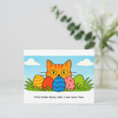 Carte Postale Playful Cartoon Cat Hiding Behind Easter Eggs (Debout devant)