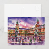 Carte Postale Plaza Mayor, Madrid Aquarelle Peinture (Devant / Derrière)