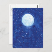 Carte Postale Pleine lune aquarelle (Devant / Derrière)