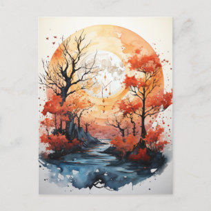 Carte postale Pleine lune automne