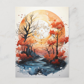 Carte postale Pleine lune automne