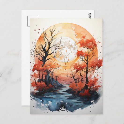 Carte postale Pleine lune automne (Devant / Derrière)