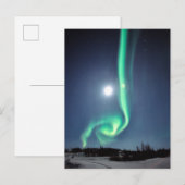 Carte Postale Pleine lune Avec Aurora | Yellowknife Canada (Devant / Derrière)