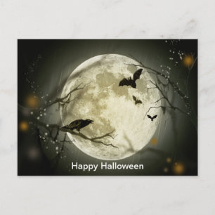 Carte Postale Pleine lune avec corneille et chauves-souris