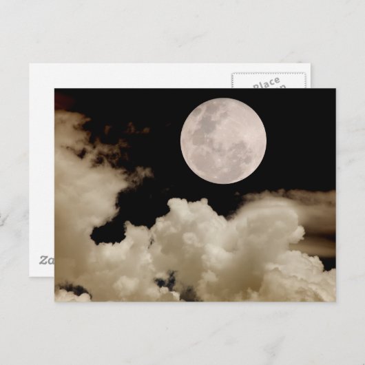 Carte Postale Pleine lune CLOUDS SEPIA (Devant / Derrière)