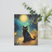 Carte Postale Pleine lune de chat noir (Debout devant)