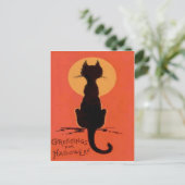 Carte Postale Pleine lune de chat noir Jaune Orange (Debout devant)