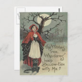 Carte Postale Pleine lune de chat noir sorcier (Devant / Derrière)