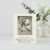 Carte Postale Pleine lune de chauve-souris à sorcière monochrome (Debout devant)