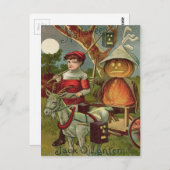 Carte Postale Pleine lune de chèvre Citrouille Jack O'Lantern (Devant / Derrière)