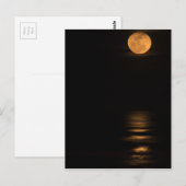 Carte Postale pleine lune d'or au-dessus d'océan (Devant / Derrière)