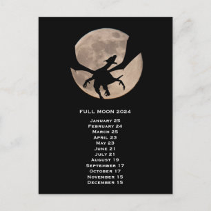 Carte Postale Pleine lune Dragon 2024 États-Unis Date Est
