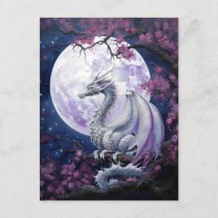 Carte postale Pleine lune Dragon violet Imaginaire