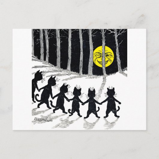 Carte Postale Pleine lune et chats, Louis Wain (Devant)