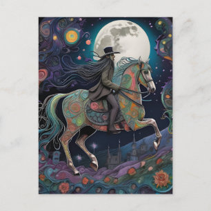 Carte Postale Pleine lune Halloween Horseback Rider