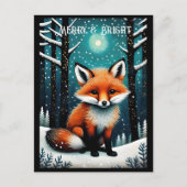 Carte Postale Pleine lune Snowy Night Forêt mite Fox Noël (Devant)