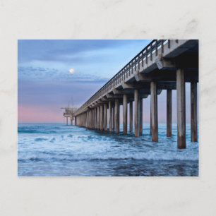 Carte Postale Pleine lune sur la jetée, Californie