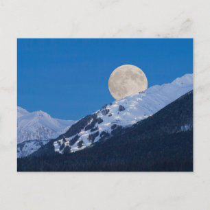 Carte Postale Pleine lune sur la station de ski Alyeska, Alaska