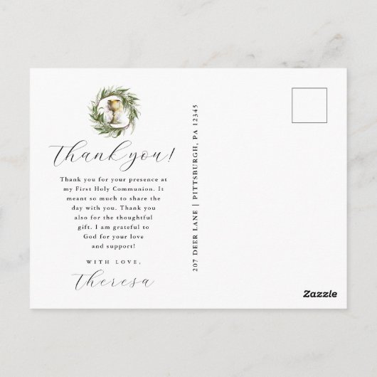 Carte Postale Pleine photo Sainte Communion Chalice Première com (Dos)