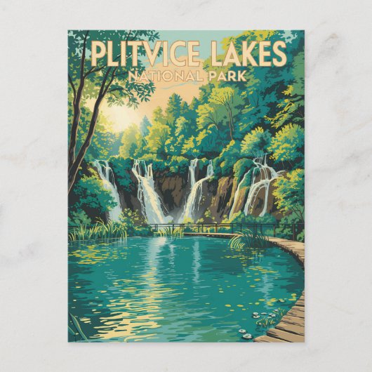 Carte Postale Plitvice Lakes National Park Illustration Travel (Devant)
