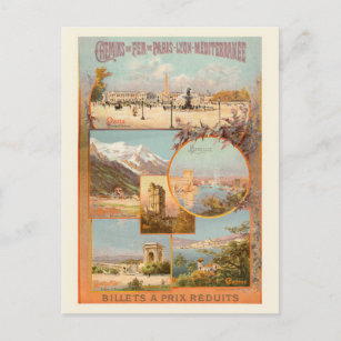 Carte Postale PLM Paris Marseille France Poster vintage 1904