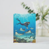 Carte Postale Plongée avec Stingrays (Debout devant)
