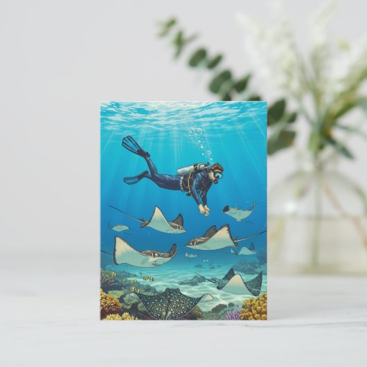 Carte Postale Plongée avec Stingrays (Debout devant)