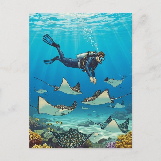 Carte Postale Plongée avec Stingrays (Devant)
