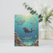 Carte Postale Plongée avec Stingrays (Debout devant)