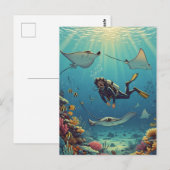 Carte Postale Plongée avec Stingrays (Devant / Derrière)