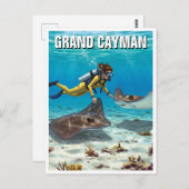 Carte Postale Plongée avec Stingrays à Grand Cayman Travel (Devant / Derrière)