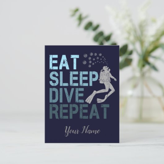 Carte Postale Plongée Scuba Manger Sleep Dive Répéter en disant (Debout devant)