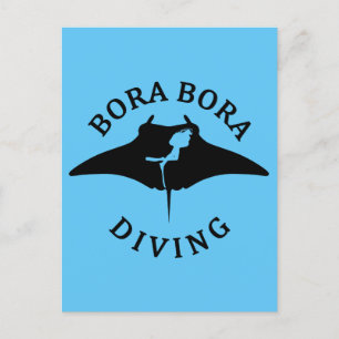 Carte Postale Plongée Sous-Marine Avec Raies Manta À Bora Bora